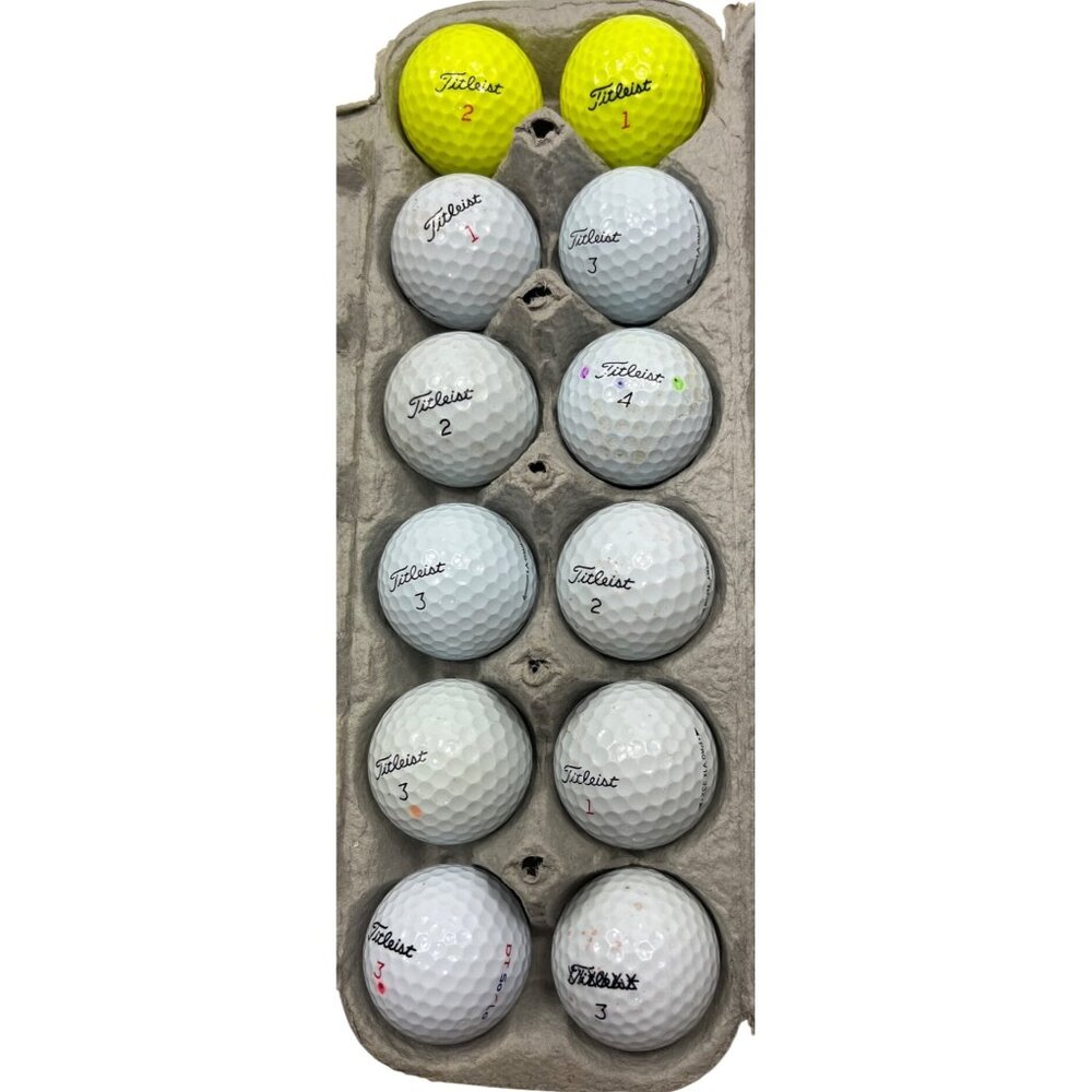 Titleist Assorted Golf Balls In Carton - 12 Count Mixed Colors & Logos 105c